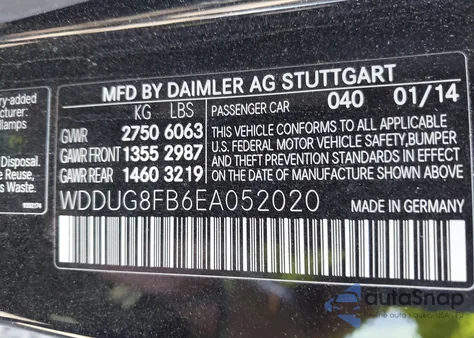 2014 Mercedes-Benz S 550 4Matic from USA, damaged, VIN WDDUG8FB6EA052020